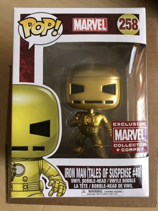 Funko Pop Gold Iron Man 258 Marvel Collector Corp Tales Of Suspense 40