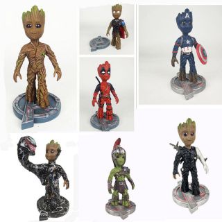 Guardians Of The Galaxy Vol.  2 Baby Groot Thor Deadpool Ver.  Figure Statue Toys