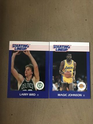 1988 Starting Lineup Larry Bird Magic Johnson Cards 2 Nm,  Celtics Lakers