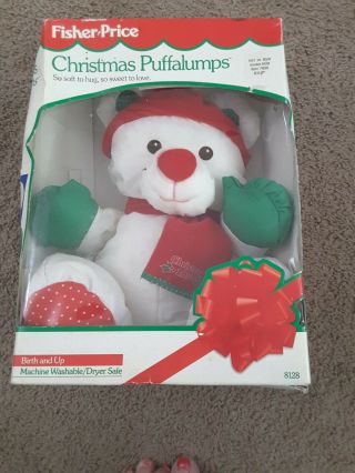 Fisher Price Christmas Puffalumps 8128 Teddy Bear Puffalump Doll Vintage 1992
