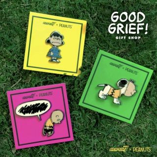 Sdcc 2019 7 X Peanuts Snoopy Lucy Charlie Brown Set Of 3 Pins Ships Monday