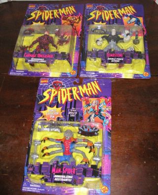 ✨sealed Vintage 1994 3 Spider - Man Animated Series Figures Toybiz Poseable