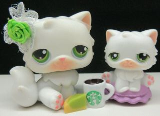 Littlest Pet Shop 15 Cute White Persian Kitty Cat Bow Pencil Topper Accessories