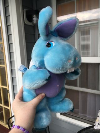 Vintage Wuzzles Hoppopotamus 1984 Hasbro Blue Plush Hippo Bunny