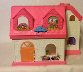 Euc Fisher Price Little People Pink Roof House With Sounds