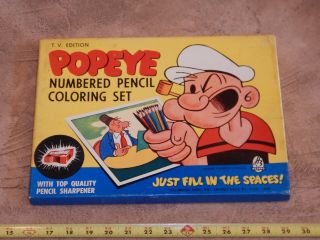 1957 Hasbro T.  V.  Edition Popeye The Sailor Numbered Pencil Coloring Set