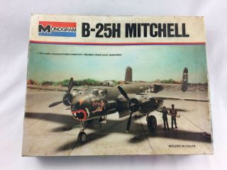 Monogram B - 25h Mitchell 1/48 Scale Model,  Some Parts Built,  Appears Complete