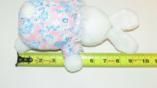 Plush small round white bunny rabbit pink blue floral outfit lace collar Easter 4