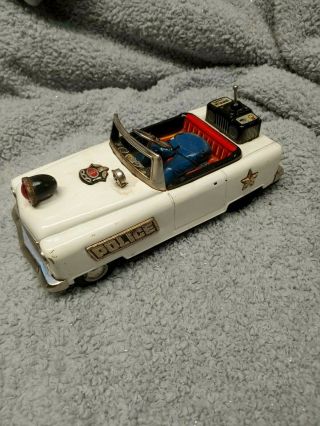 Vintage Tn,  Tin Litho Police Patrol Convertible Bump N Go,  Battery Operated