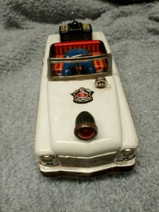 Vintage TN,  Tin Litho Police Patrol Convertible Bump N Go,  Battery Operated 4