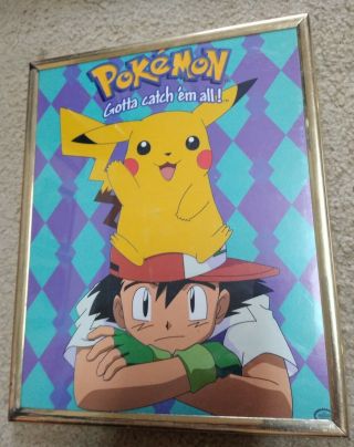 Vintage Nintendo Pokemon Gotta Catch Em All Framed Poster Pikachu