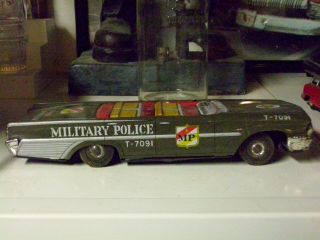 Vintage - 1960 ' s Tin Friction Taiyo World Toy Military Police Car - Japan 8