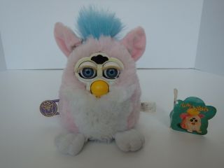 Furby Babies 1999 Pink White And Blue With Blue Eyes Well.