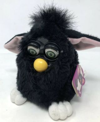 Vintage Furby Baby Solid Black 70 - 800 Blue Eyes Not Part 1998