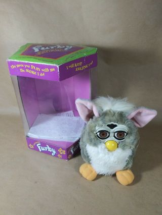 Tiger Electronic Furby model 70 - 800 grey white pre - owned open box 2