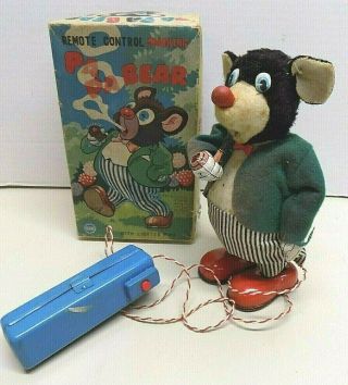 Vintage Smoking Pa Pa Bear - Remote Battery Operated Toy San Marusan Toys Japan