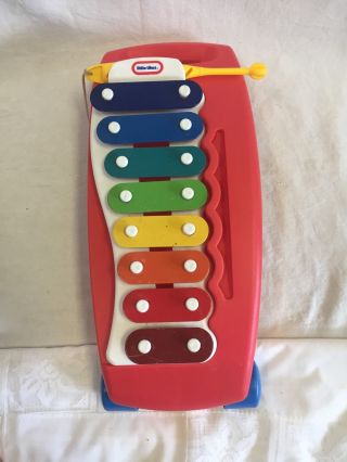 Vintage Little Tikes Musical Xylophone Pull Toy Tap A Tune Music Red