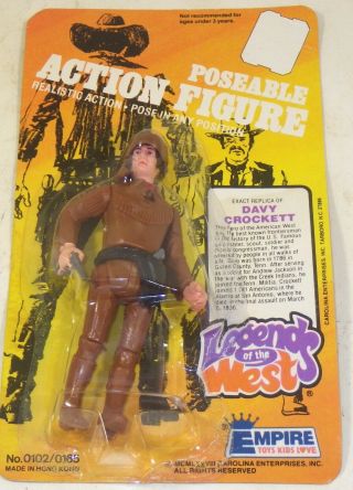1978 Legends Of The West Davy Crockett Action Figure Empire Toys On Card
