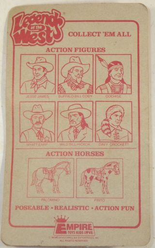 1978 LEGENDS OF THE WEST DAVY CROCKETT ACTION FIGURE EMPIRE TOYS ON CARD 2