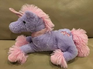 12 " Inter - American Products Plush Purple Pink Unicorn Toy W/ Hearts Aa22