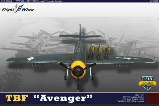 Flight Wing Wwii Us Tbf Avenger Torpedo Bomber W/ 3 Pilot Figures 1/18