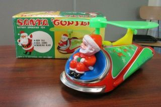 Vintage Plastic Illco Toy Battery Operated Santa " Copter & Box