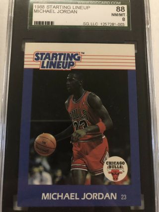 1988 Starting Lineup Slu Card Michael Jordan Chicago Bulls Sgc 88 8 Nm - Mt
