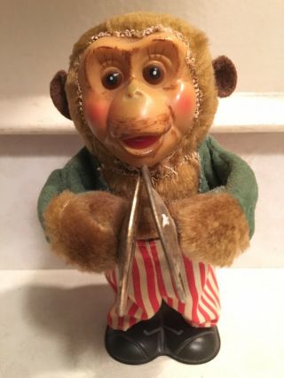Wind Up Rare Old Vintage Cymbal Monkey Chimp Toy With Cymbals