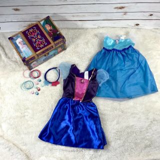 Disney Frozen Travel Dress Up Trunk Elsa & Anna Costumes Jewelry Size Girl 4 - 6x