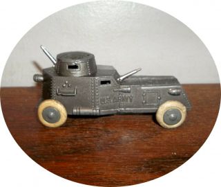 1938 U.  S.  Army Armored Car Metal Hubs 2 Guns Barclay / Tootsietoy