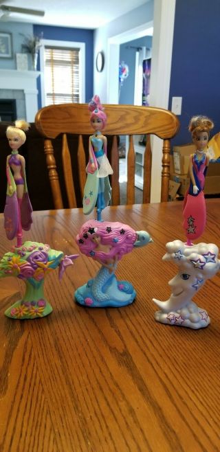 2004 Sky Dancers Madison Doll & Light - Up Mermaid,  & 2 Other Dolls W/ Launchers