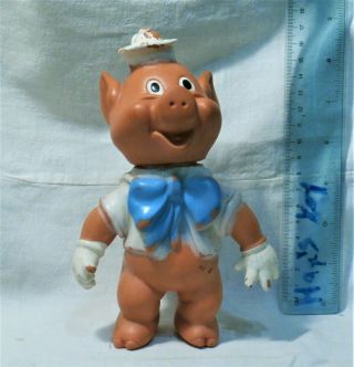 Three Little Pigs Walt Disney Rubber Toy Doll Biserka Art Yugoslavia Fifer Pig