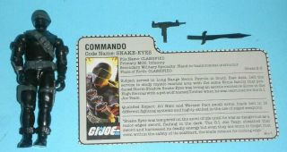 1985 Gi Joe Snake Eyes Army Commando V2 Figure W/ Grey File Card Not Complete