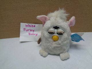 1999 Furby Buddies White Baby Plush Bean Bag Tiger Electronic Animal W Tag