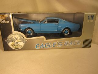 1966 Ford Mustang Gt 350 “shelby” Eagle’s Race 1:18 Scale Die Cast Car Blue