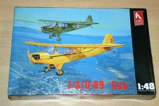 42 - 1455 Hobbycraft 1/48 Scale Piper J - 3 Cub/o - 59 Grasshopper Plastic Model Kit