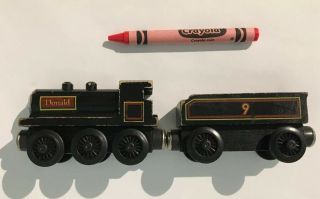 Thomas Wooden Railway: Black Train Engine Donald Tender 1st Ed 1992 No Touch - Ups