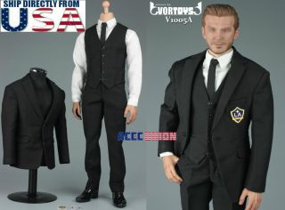 1/6 Men Business Suit Set Black For 12 " Hot Toys Phicen Male Figure Usa Seller