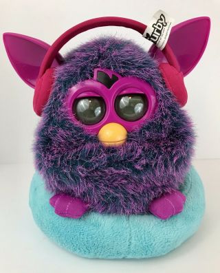 Furby Hasbro 2012 Pink Purple Talking Interactive Pet Toy With Bed And Headset