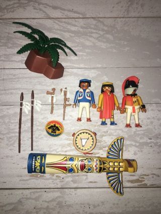 Vintage Playmobil Native American Indian 3873 Totem Pole Warriors
