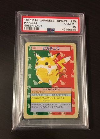 Psa 10 Gem 1995 Japanese Pikachu Topsun Green Back Pocket Monsters