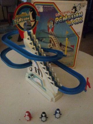 Vintage 1983 Playful Penguin Race Made In Thailand Dy Great