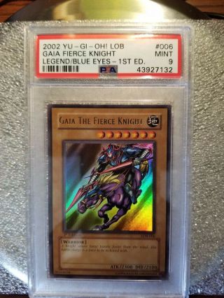 Yugioh 1st Edition 2002 Gaia The Fierce Knight Lob 006 Psa 9.  Never Played