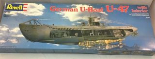 Revell Submarine Model Kit 05060 German U - Boat U - 47 With Interior Open Box 1988