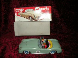 Sports Car Convertible Green Tin Friction Mf763 Vintage Red China
