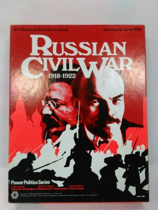 Spi Russian Civil War 1918 - 1922 Game 1976 Complete Unpunched