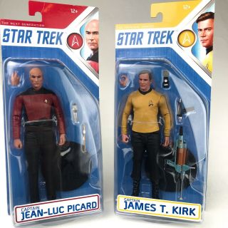 Star Trek Action Figures Captain Kirk & Picard Set Mcfarlane Toys 7 Inch Nib