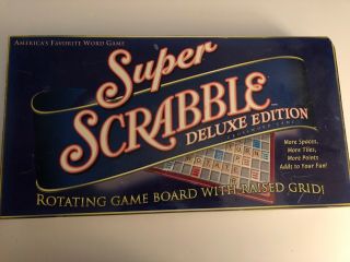 Scrabble Deluxe Edition Rotating Game Board Raised Grid 100 Complete