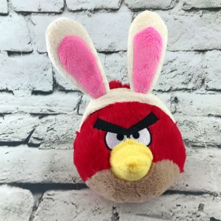 Angry Birds Easter Plush Red Wearing Bunny Ears & Tail Stuffed Animal Soft Toy
