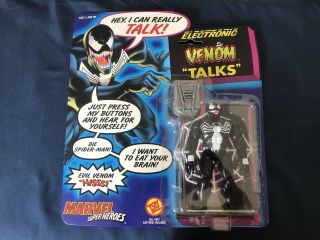 1991 Toybiz Marvel Superheroes Spider - Man Venom Talking Action Figure Moc